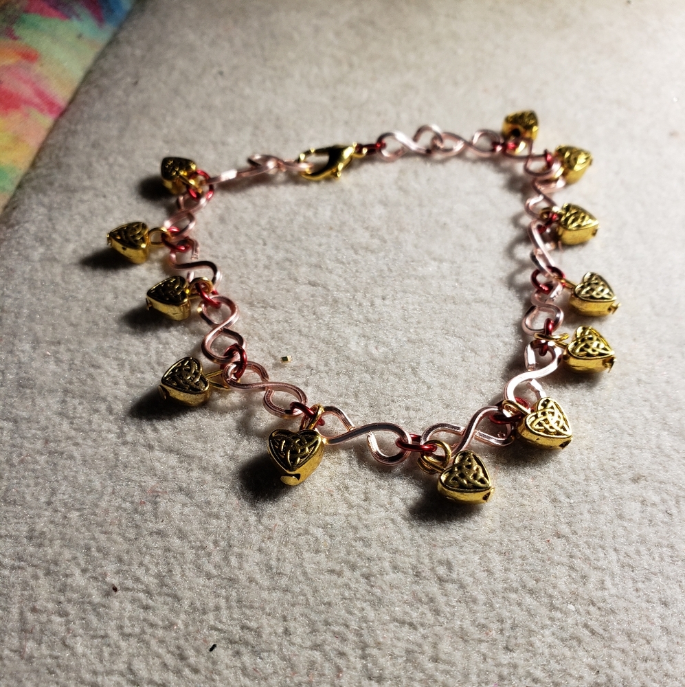 6 - 8.5 rose gold chain handcrafted with filigree heart charms